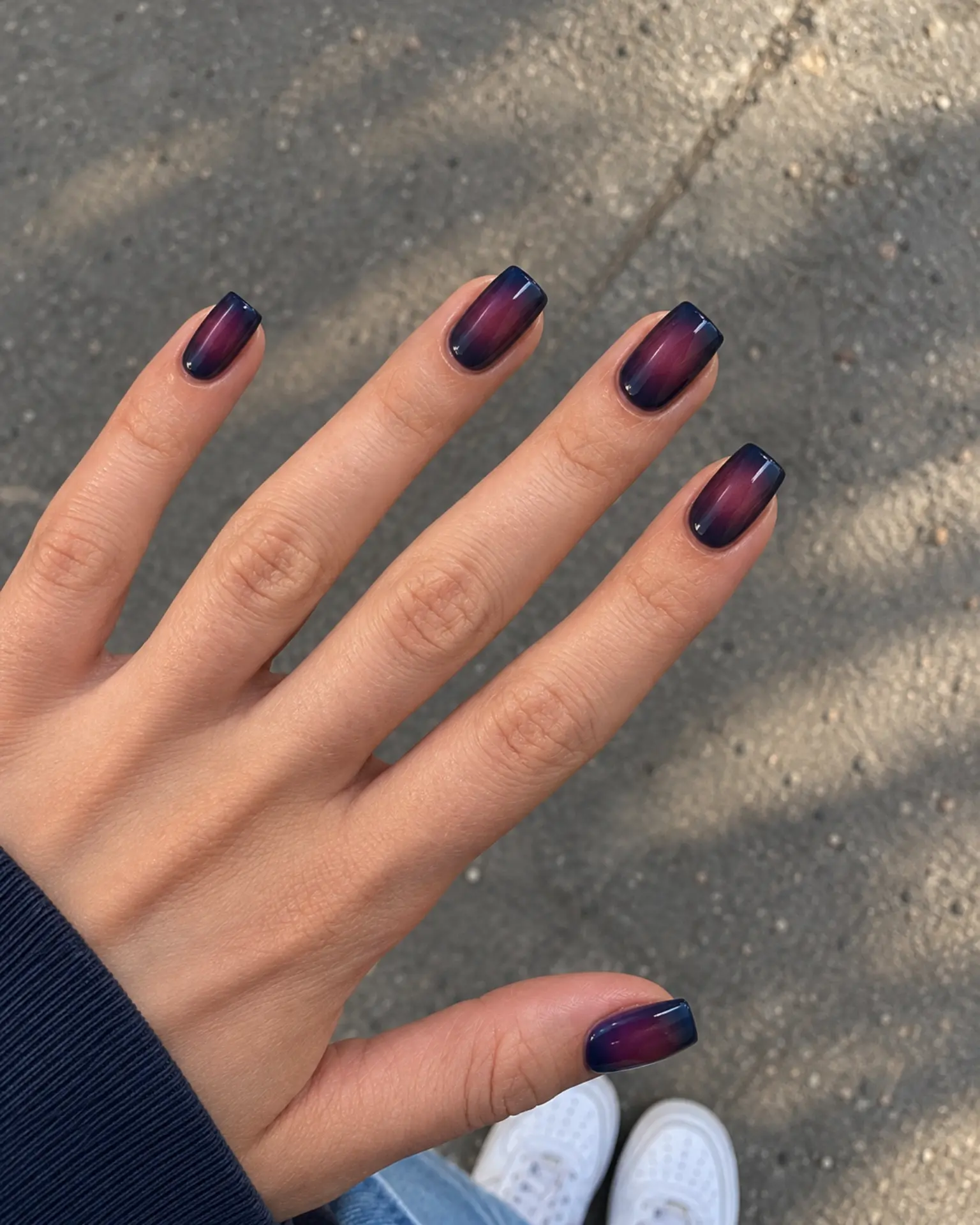 Navy Plum Aura manicure inspiration for dark aura nail ideas