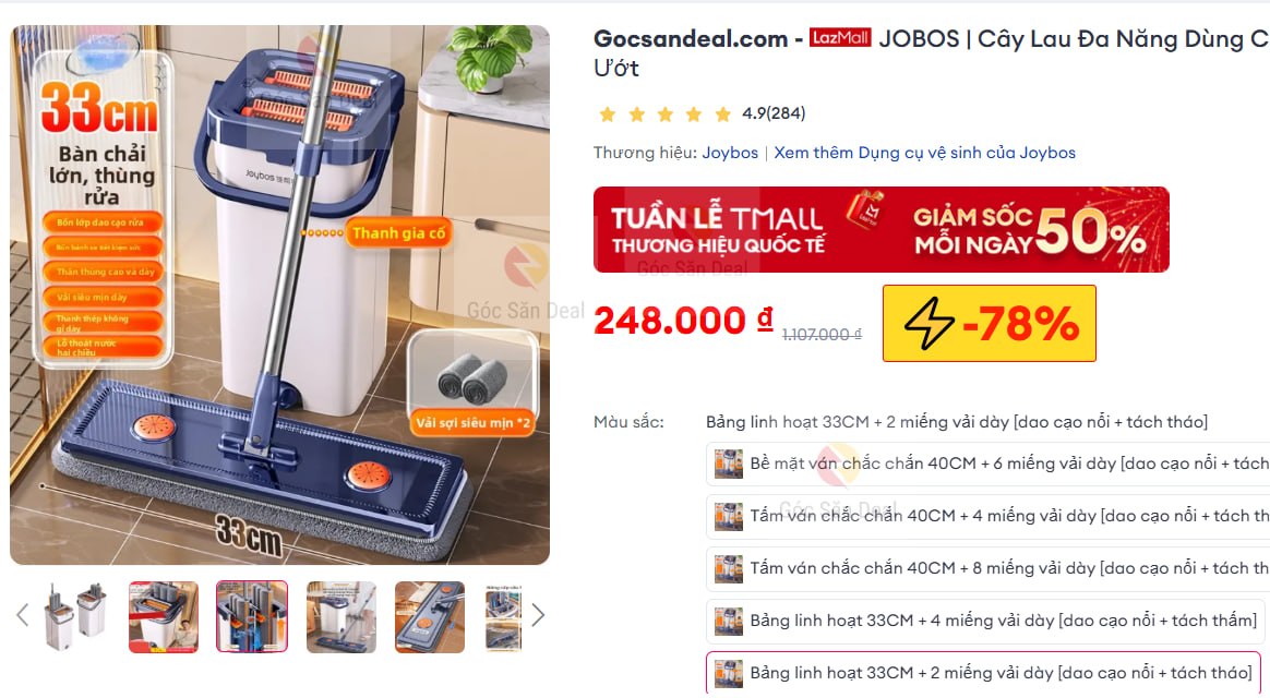 JOBOS | Cây Lau Đa Năng Dùng Cho Khô Và Ướt 