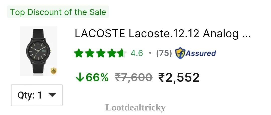 66 Off Lacoste – Fantastic Price Cut @ ₹2552 (66%) 66 Off Lacoste – Fantastic Price Cut @ ₹2552 (66%)
