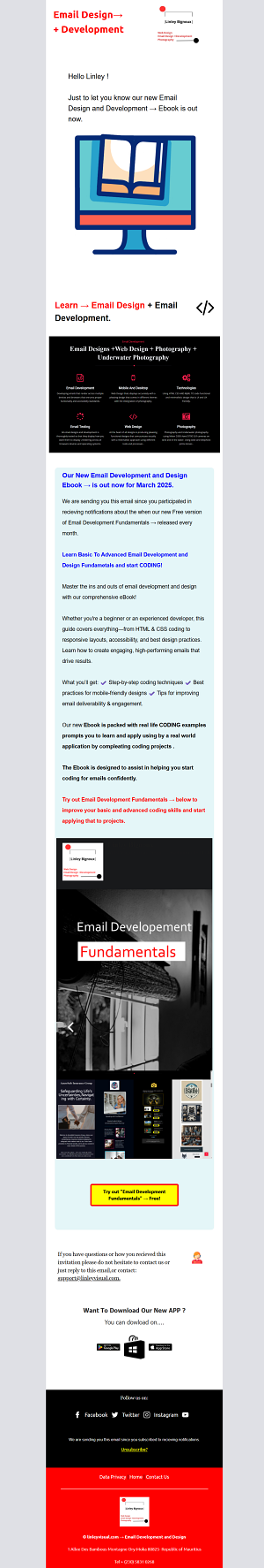 Email development e-book promotional layout preview