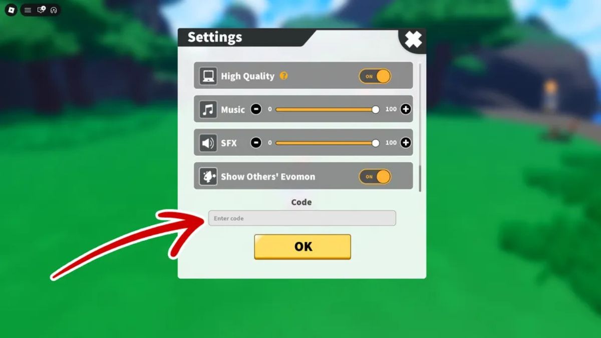 Nhập code vào đây và nhấn OK để hoàn tất