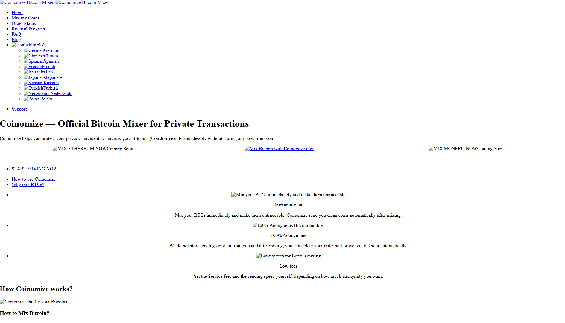 Stored capture of coinomize1.com