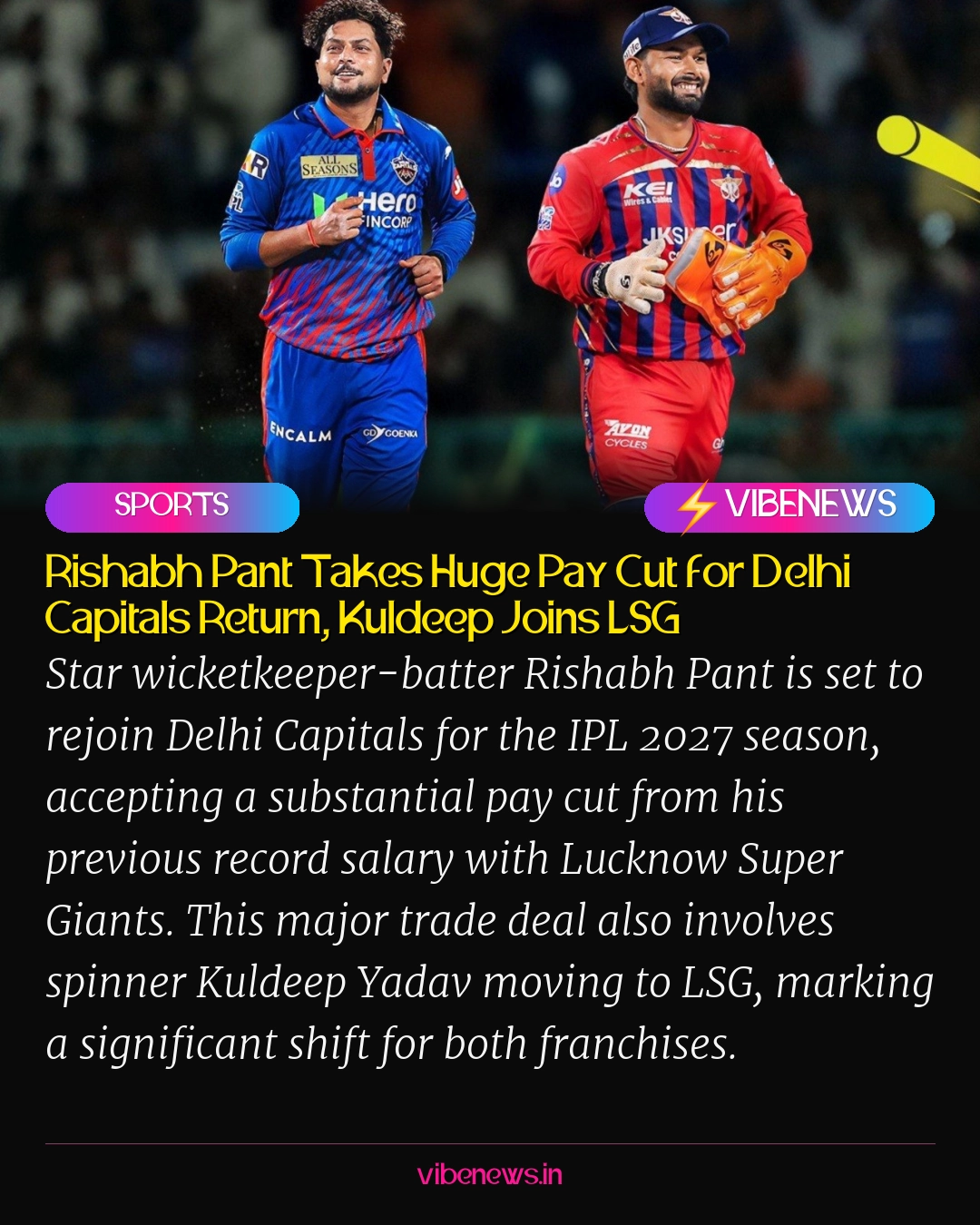Rishabh Pant Takes Huge Pay Cut for Delhi Capitals Return, Kuldeep Joins LSG