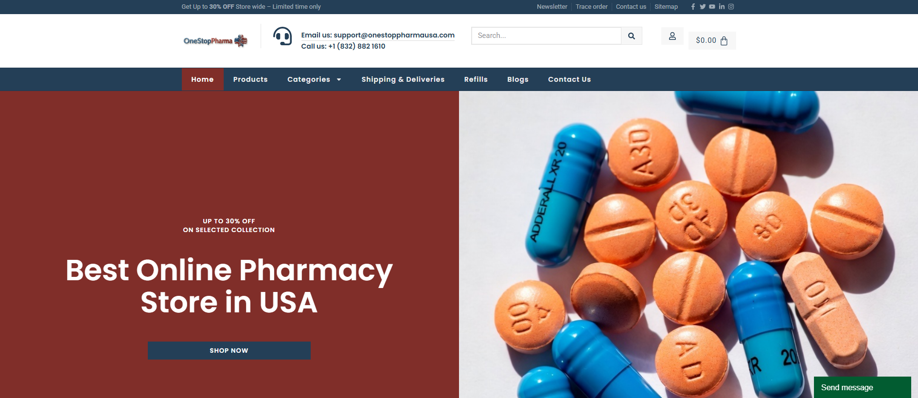 Screenshot of onestoppharmausa.com