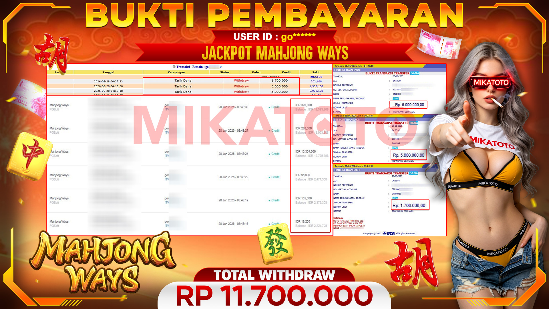 🏆 SELAMAT KEPADA PEMENANG JACKPOT DI Mahjong Ways - PGSoft 11.700,000🏆