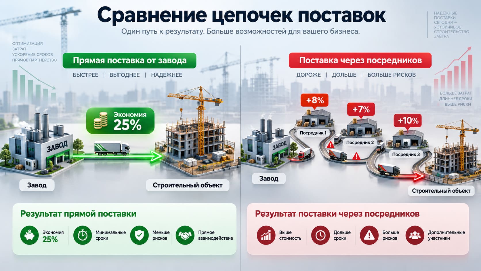 Экономика оптовых закупок грузоподъемного оборудования — график экономии до 25%.