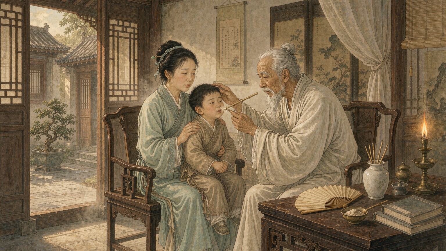 清代人痘接种插画