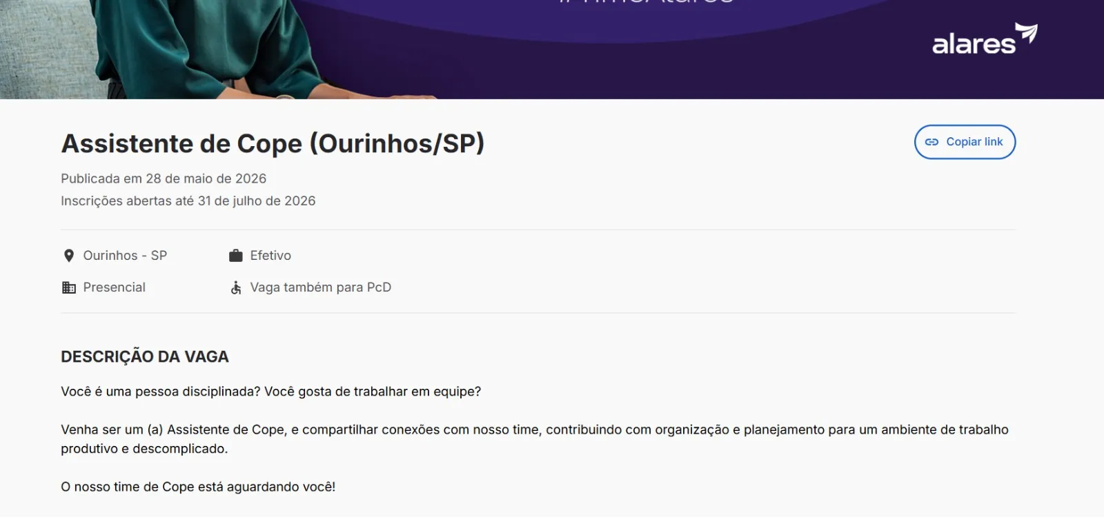 Assistente De Cope Em Ourinhos Na Alares