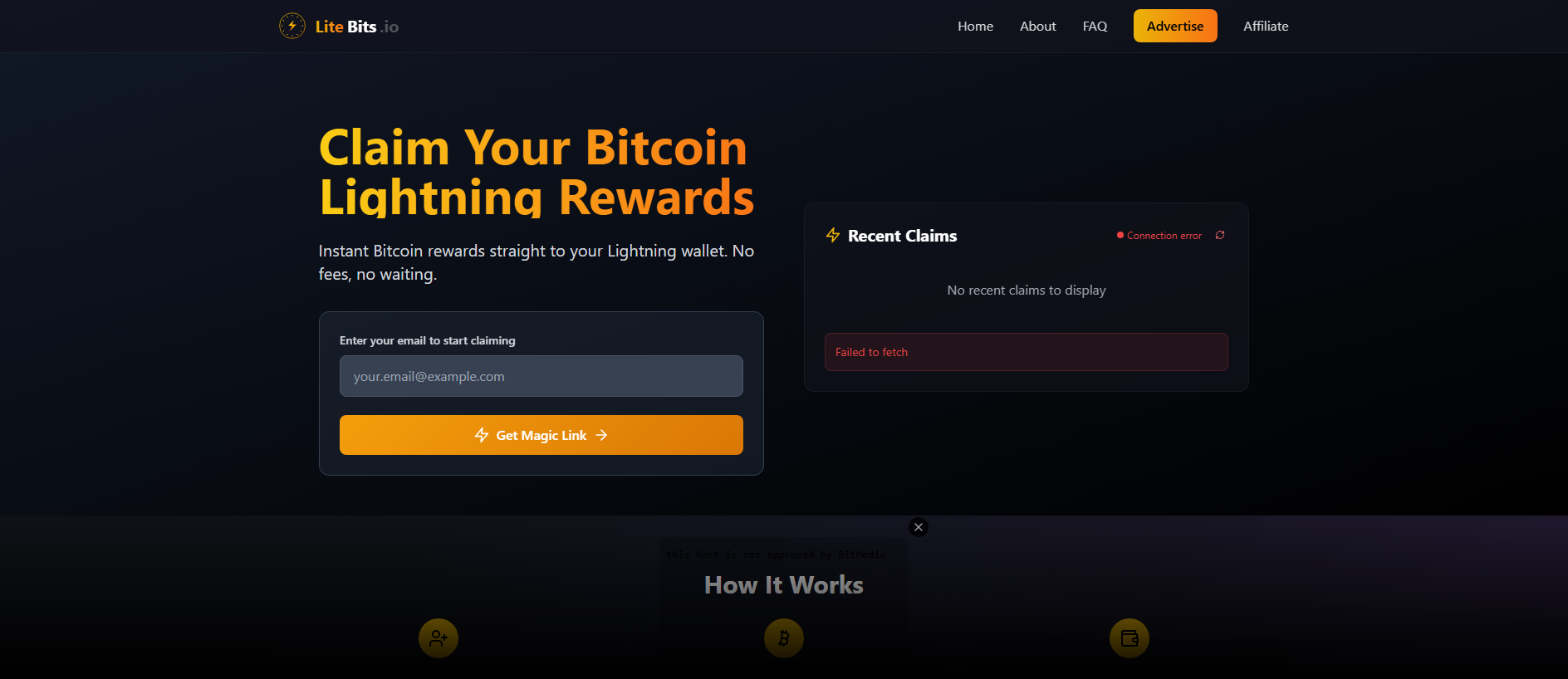 Forensic screenshot of litebits.pages.dev showing the phishing page layout
