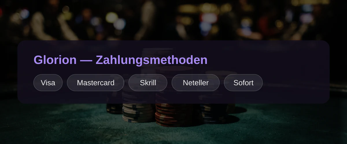 Glorion — Zahlungsmethoden: Visa, Mastercard, Skrill, Neteller, Sofort