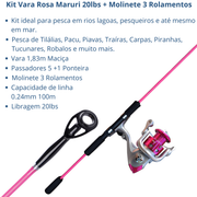 Kit-Vara-Rosa-Maruri-20lbs-Molinete-3-Rolamentos