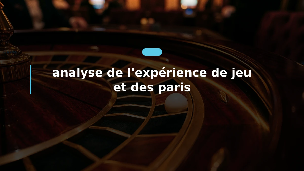 analyse de l'expérience de jeu et des paris