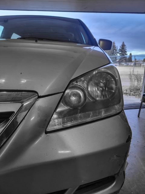 Subaru Outback — Minimum Restoration Before — Yellowed Foggy Headlights Southern Alberta
