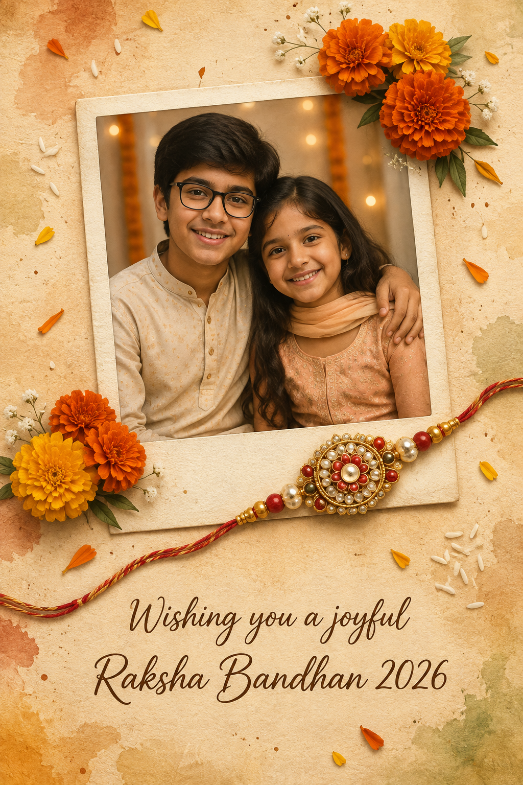 Raksha Bandhan Polaroid Memory Card – Brother Sister Festive Greeting