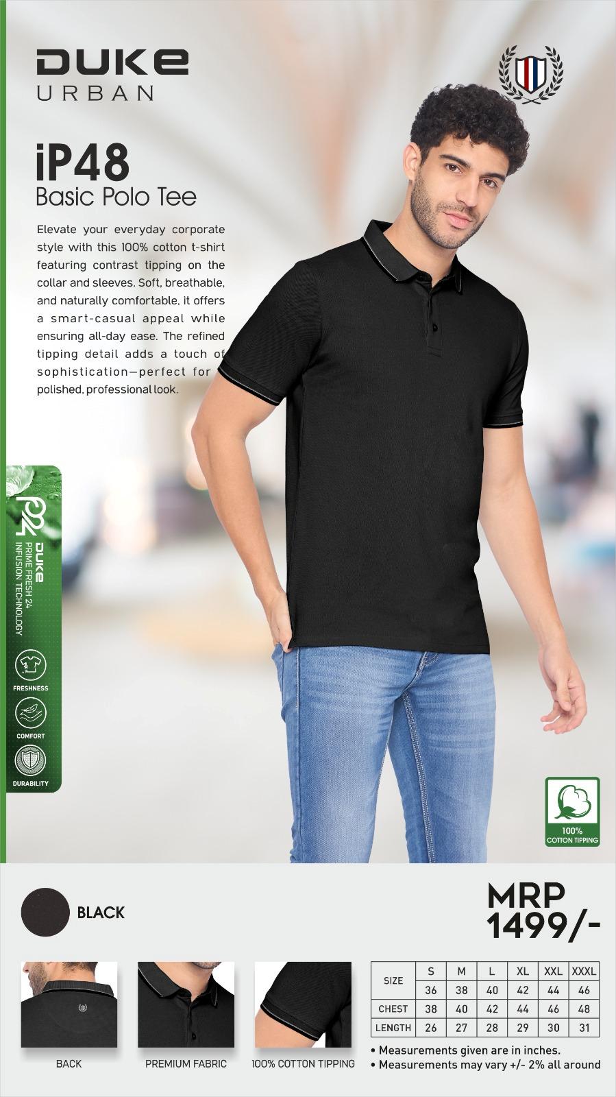 Duke iP48 Basic Polo Tee - Black