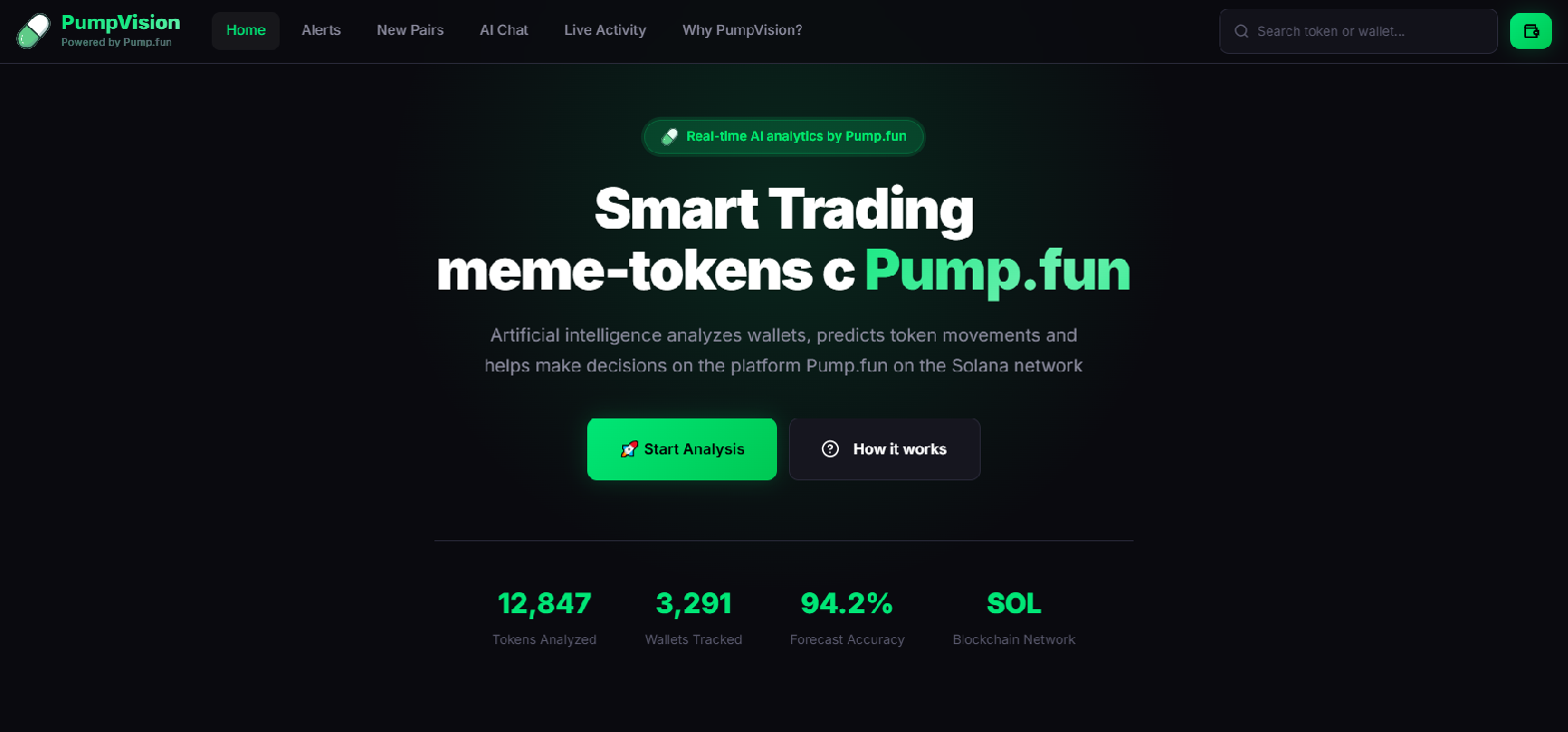 Forensic screenshot of visionpump.fun showing the phishing page layout