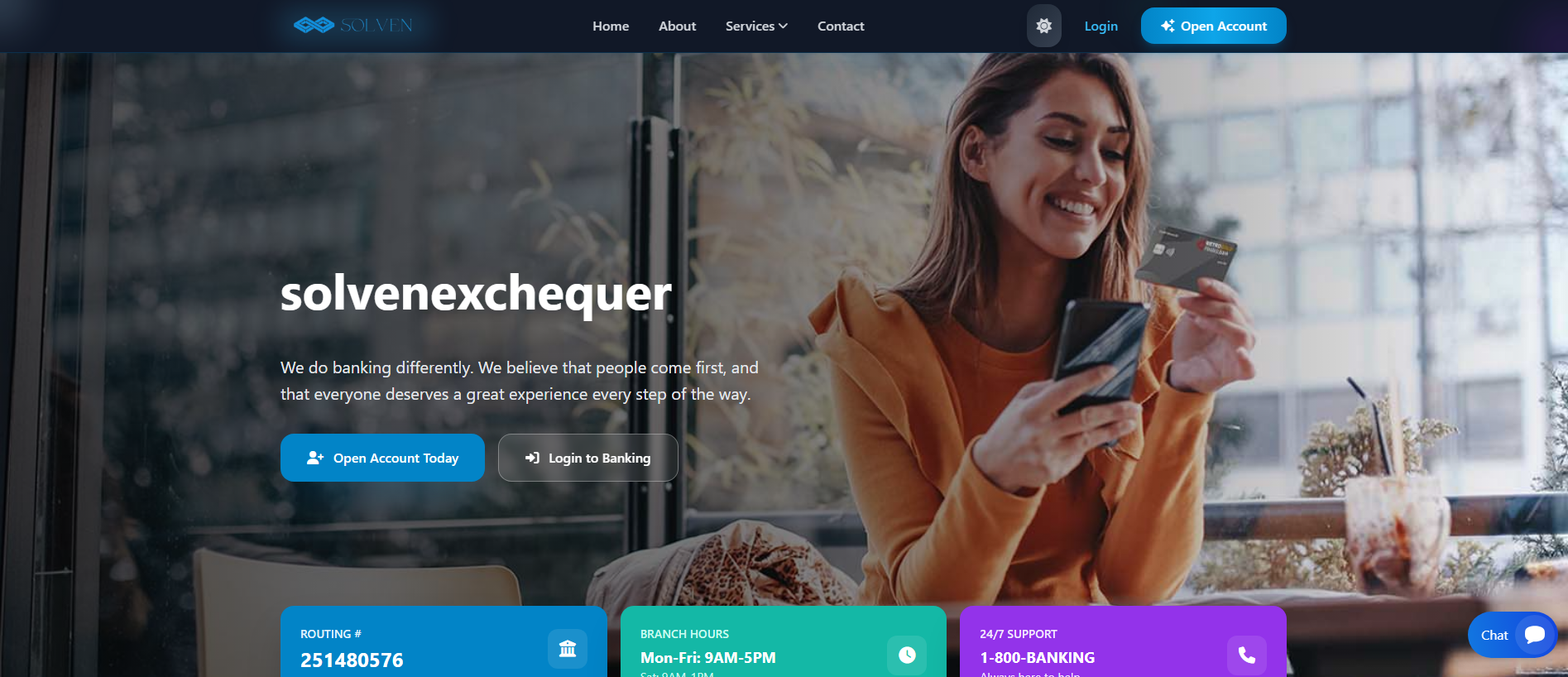 Forensic screenshot of solvenexchequer.com showing the phishing page layout