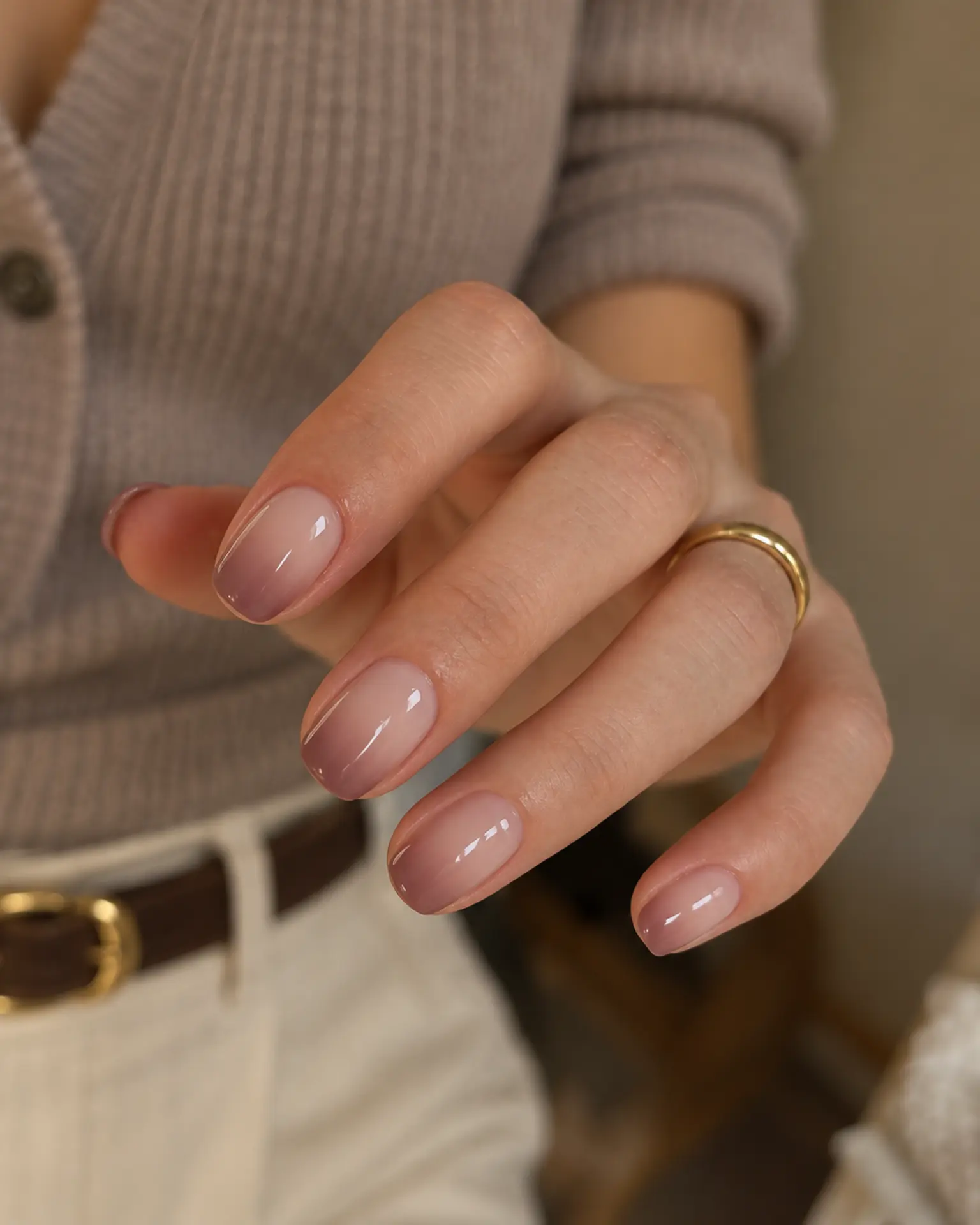 Round Tonal Ombré manicure inspiration for round nail ideas