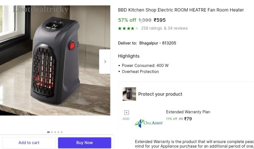 Room Heater Flipkart – Just ₹595 | Lowest Price Deal