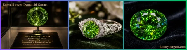 Demantoid garnet color range from yellow-green to vivid emerald green