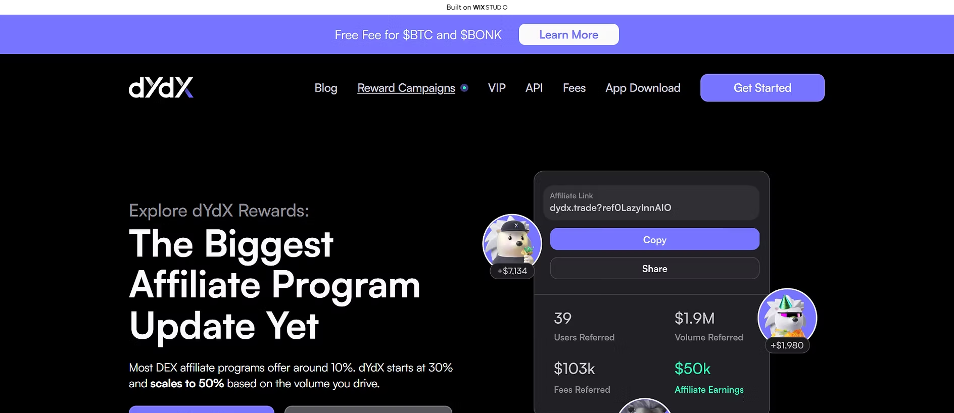 Stored capture of homepage-dydxxcdn.wixstudio.com