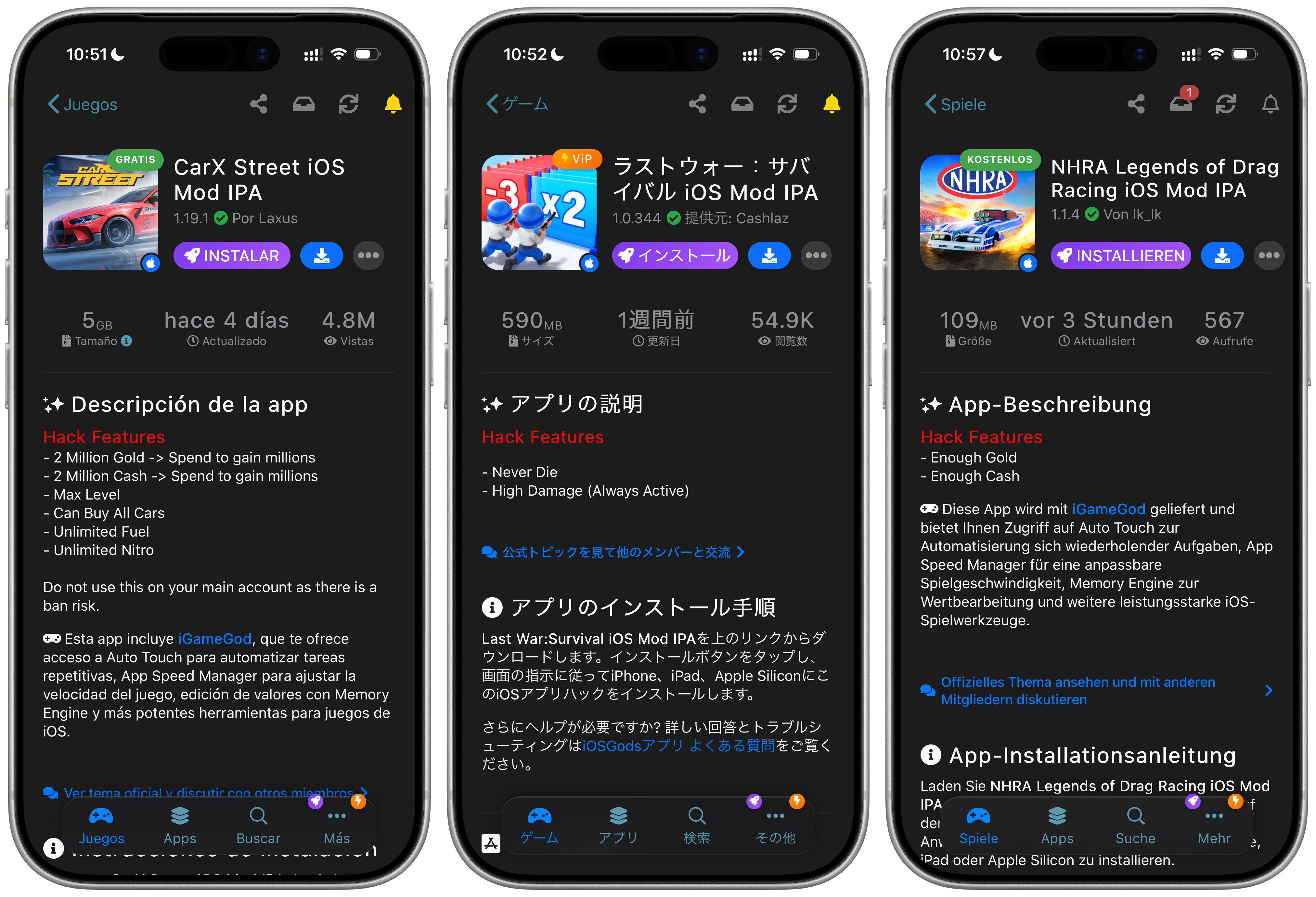 iOSGods App multilingual app details