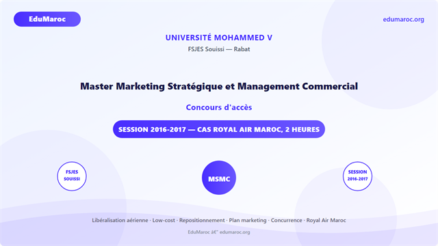 Master Marketing Stratégique et Management Commercial — FSJES Souissi 2016-2017