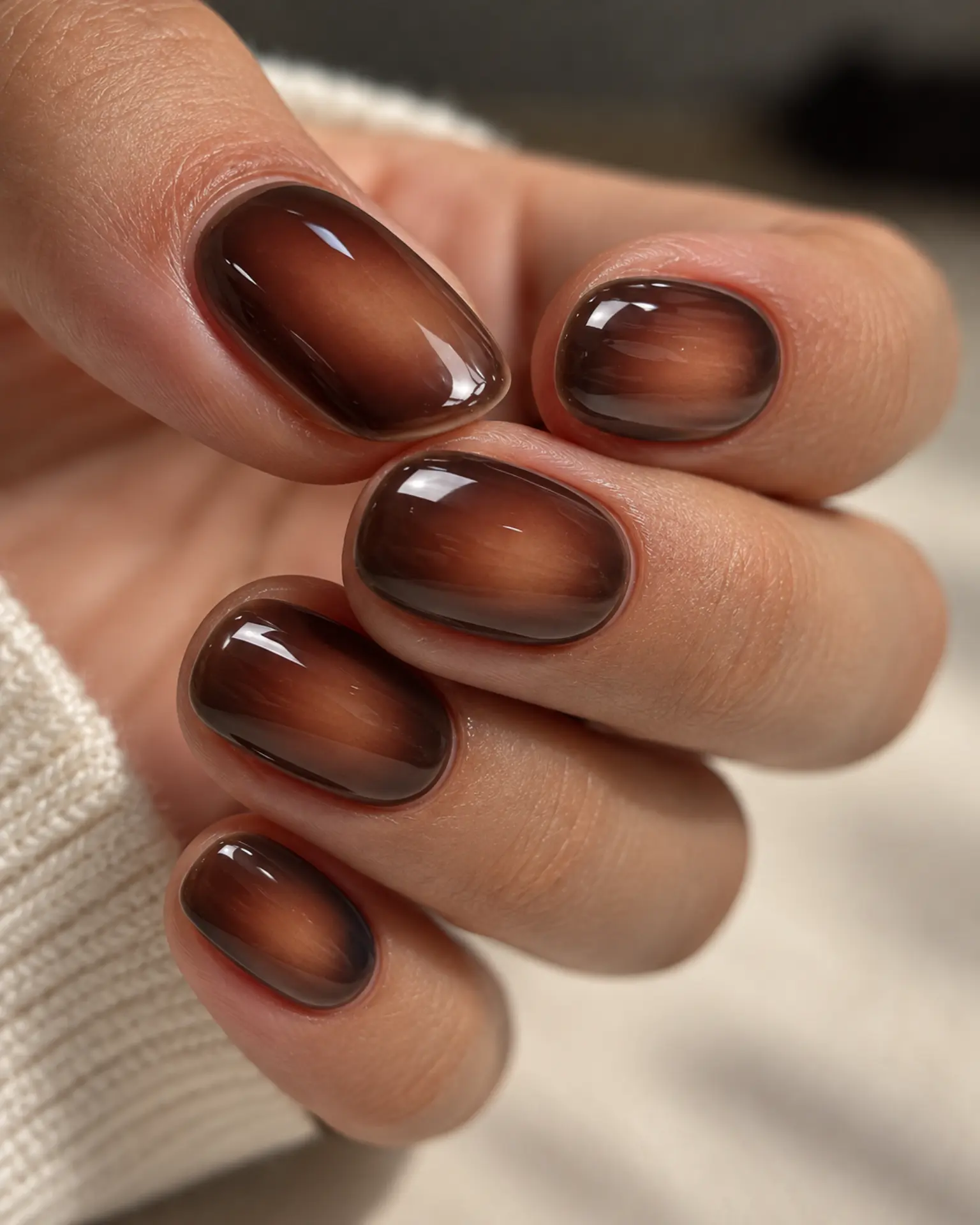 Espresso Halo Aura manicure inspiration for dark aura nail ideas