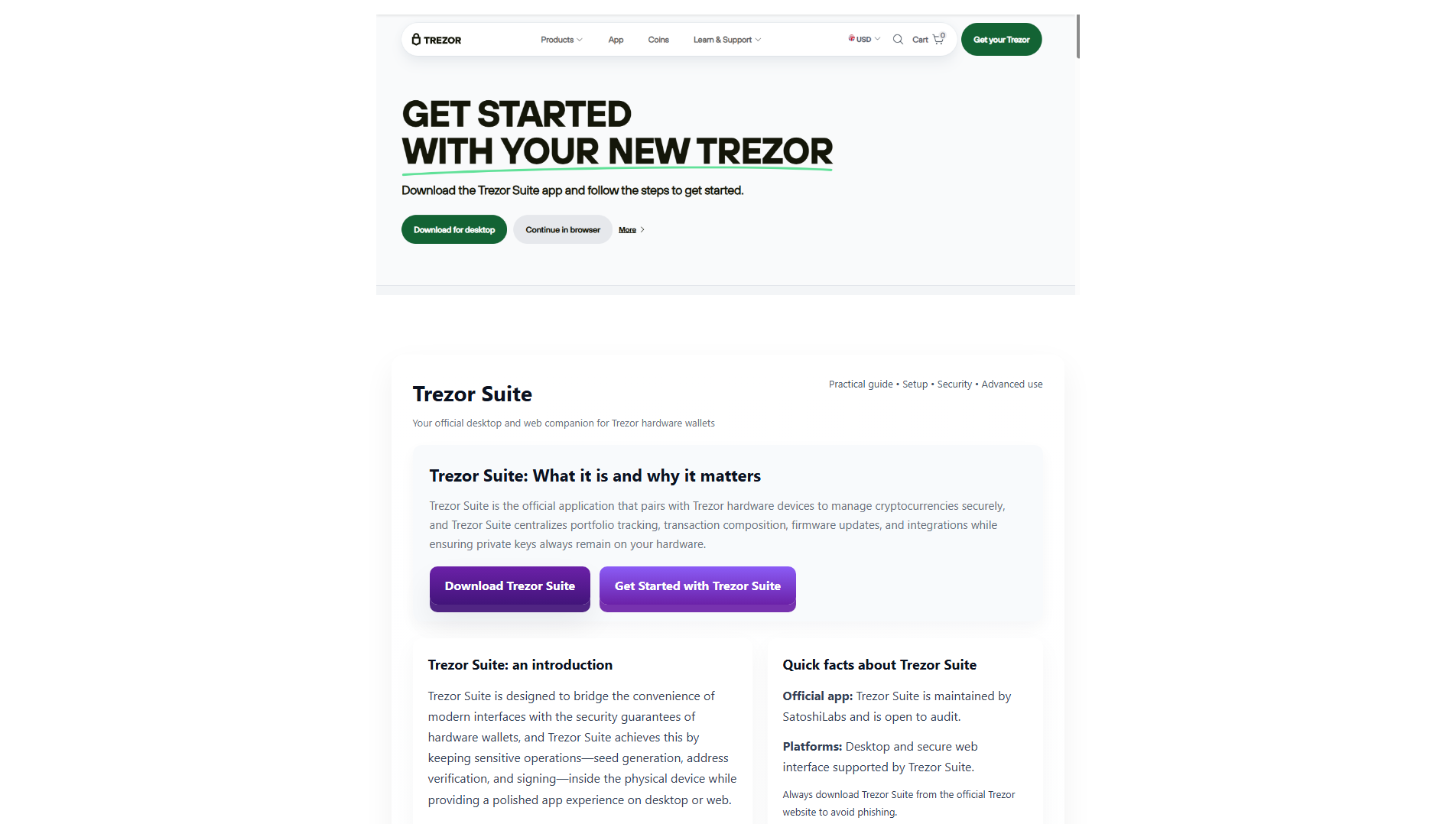 Screenshot of trezrrsuite.pages.dev