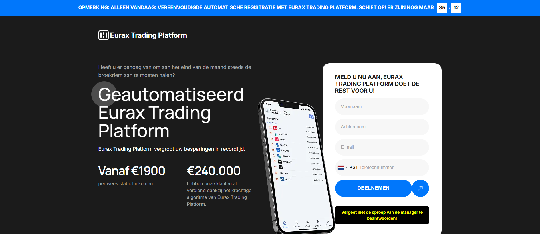 Gespeicherte Aufnahme von euraxtradingplatform.com