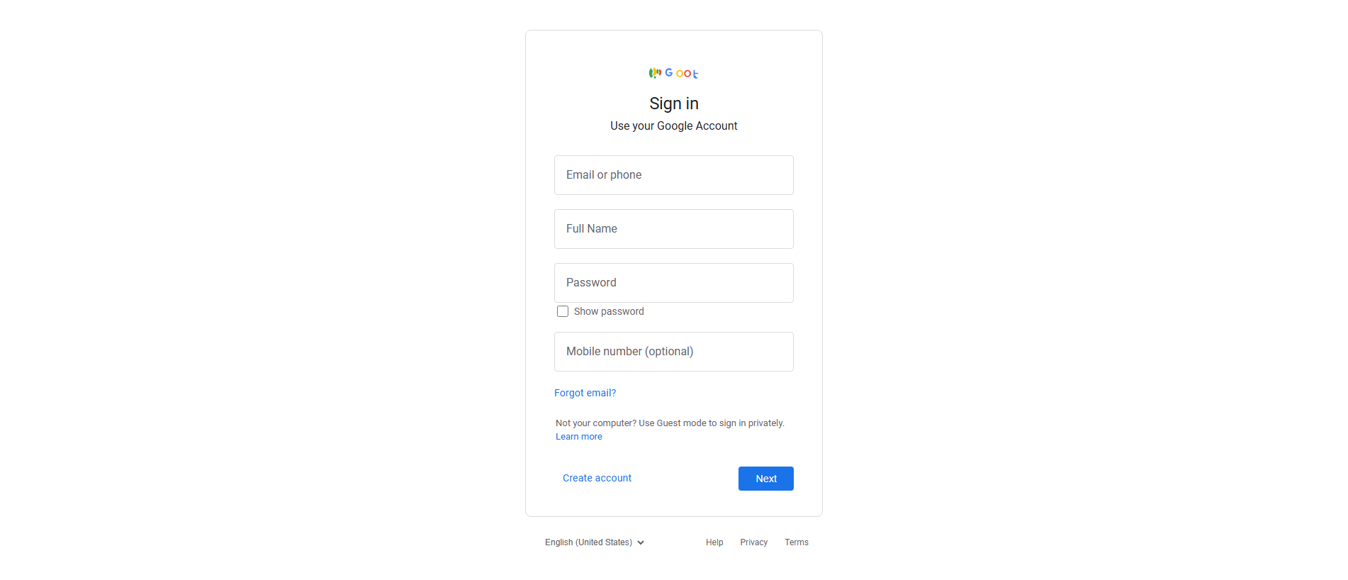 Forensic screenshot of [REDACTED] showing the phishing page layout