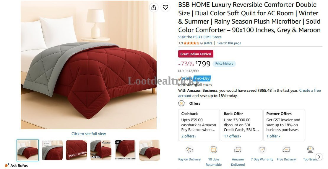 Luxury Reversible Comforter – Just ₹799 | Best Deal