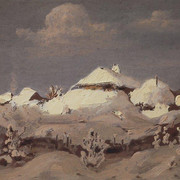 Зима Пятна света на крышах хат 1890 1895