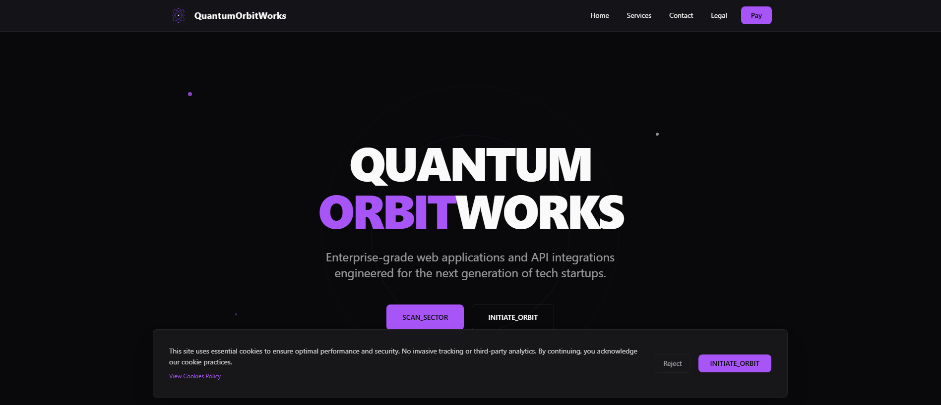 Forensic screenshot of quantumorbitworks.com showing the phishing page layout