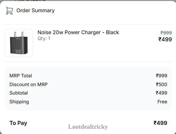 Noise 20w Fast – Fantastic Price Cut @ ₹499 (50%) Noise 20w Fast – Fantastic Price Cut @ ₹499 (50%)