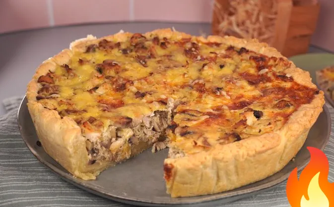 Постер Киш с курицей и грибами