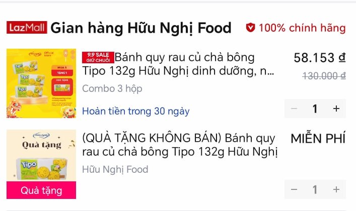 Bánh quy rau củ chà bông Tipo 132g Hữu Nghị dinh dưỡng, ngon giòn, ăn vặt tiện lợi