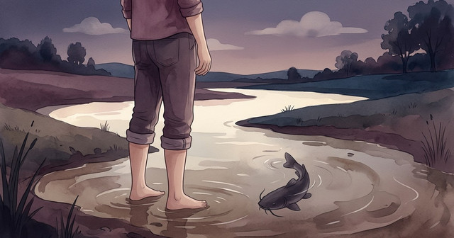 꿈 해몽 풀이 좀 해주세요 - 흙탕물 물가 꿈 장면 (생성 이미지)