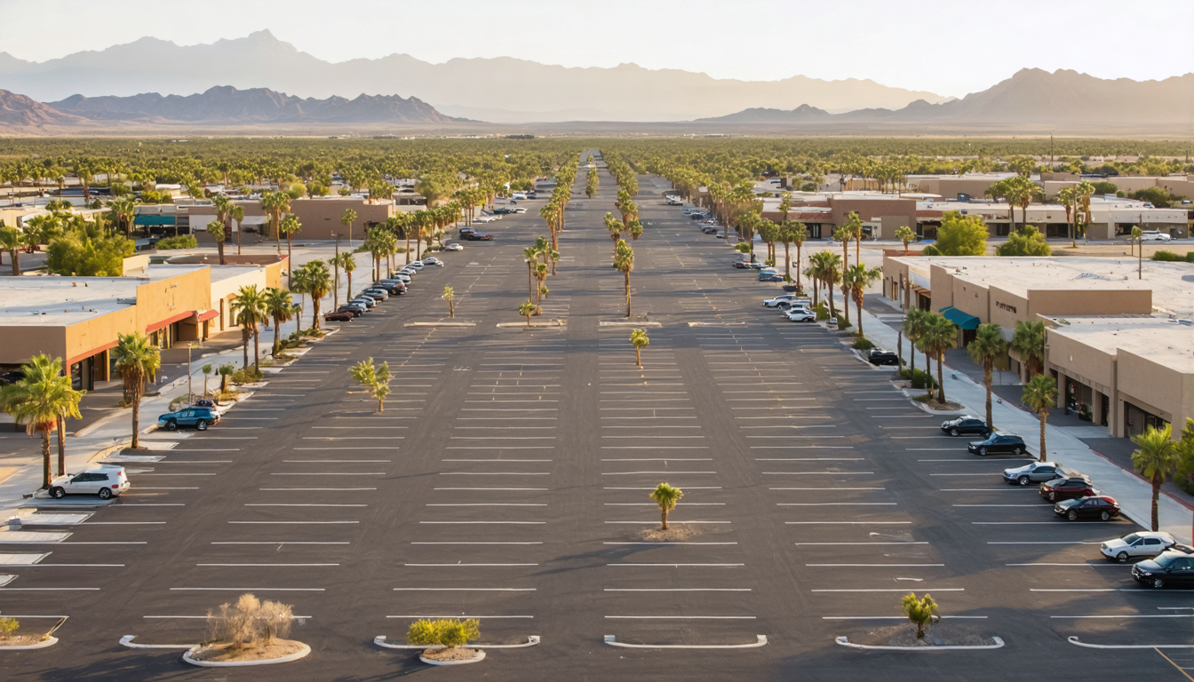A parking lot baking in the sun with no one around to collect the invoice.