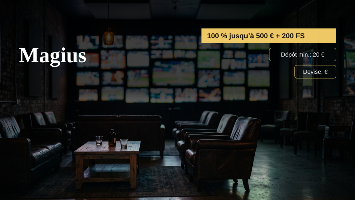 Magius casino — bonus de bienvenue 100 % jusqu’à 500 € + 200 FS, paiements: Visa, Mastercard, Skrill, Neteller, Paysafecard
