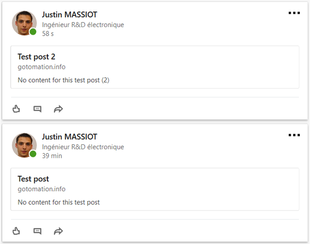 Linked In posts Desktop