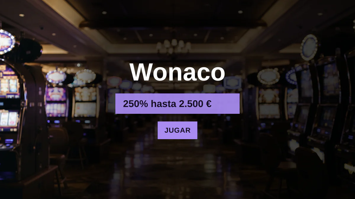 Wonaco casino — bono de bienvenida 250% hasta 2.500 € + 200 FS, pagos: Visa, Mastercard, Skrill, Neteller, Paysafecard