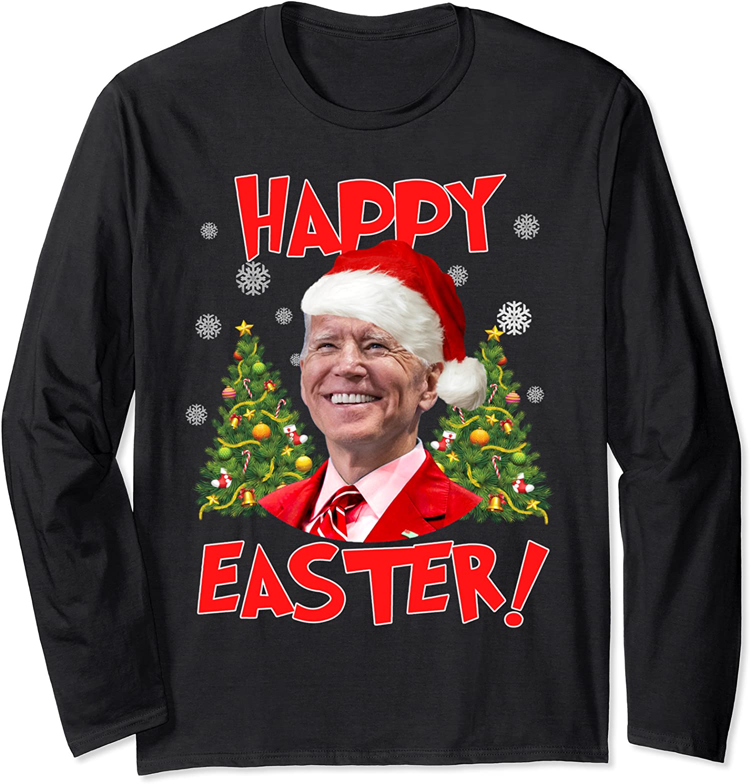 Joe Biden Happy Easter Ugly Christmas Confused Gift Long Sleeve T-Shirt