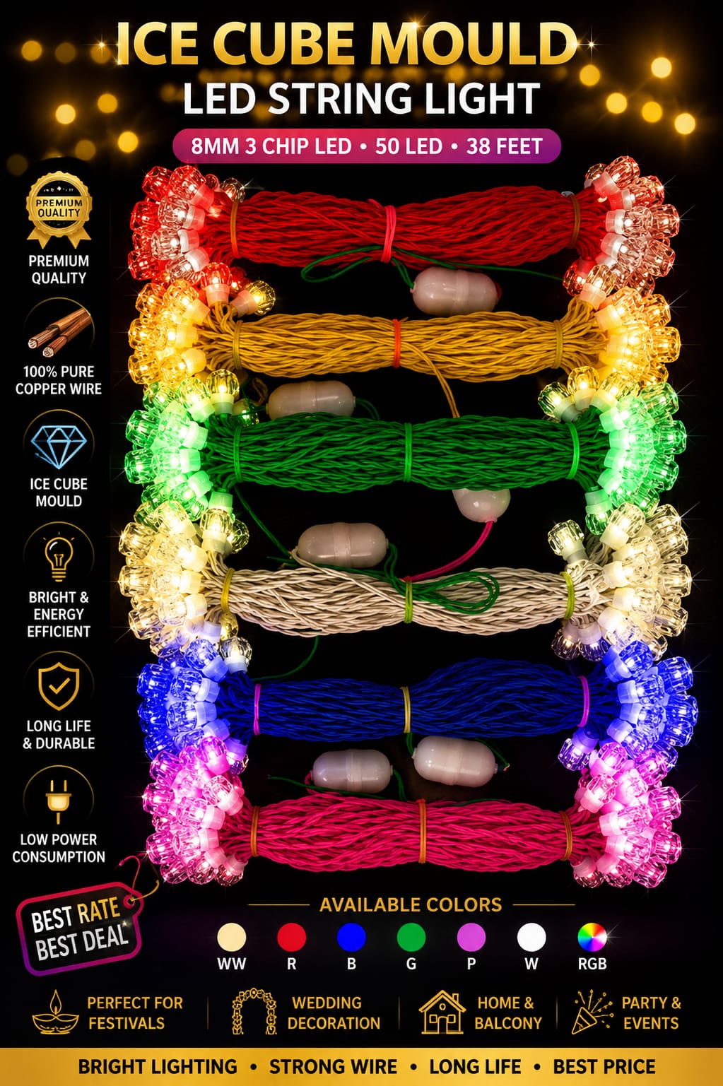 INDIAN 3CHIP 50 LED 38FT — Ohrim wholesale price 130