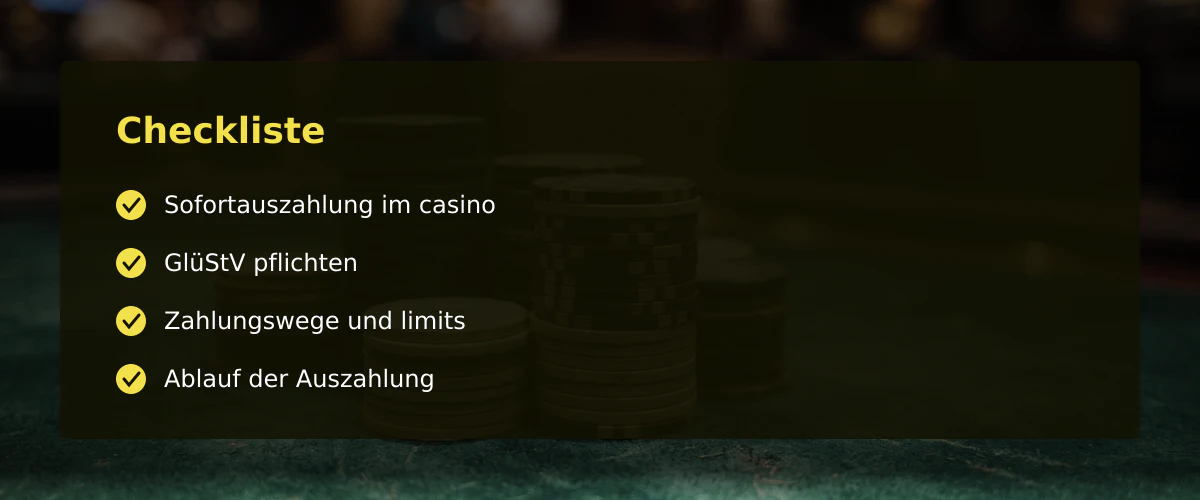 Casino sofort auszahlung praxis — Checkliste