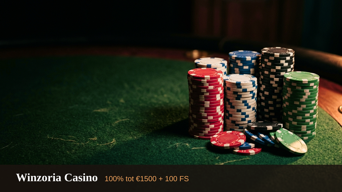 Winzoria Casino — welkomstbonus 100% tot €1500 + 100 FS, betalingen: Visa, Mastercard, Apple Pay, Google Pay, Revolut