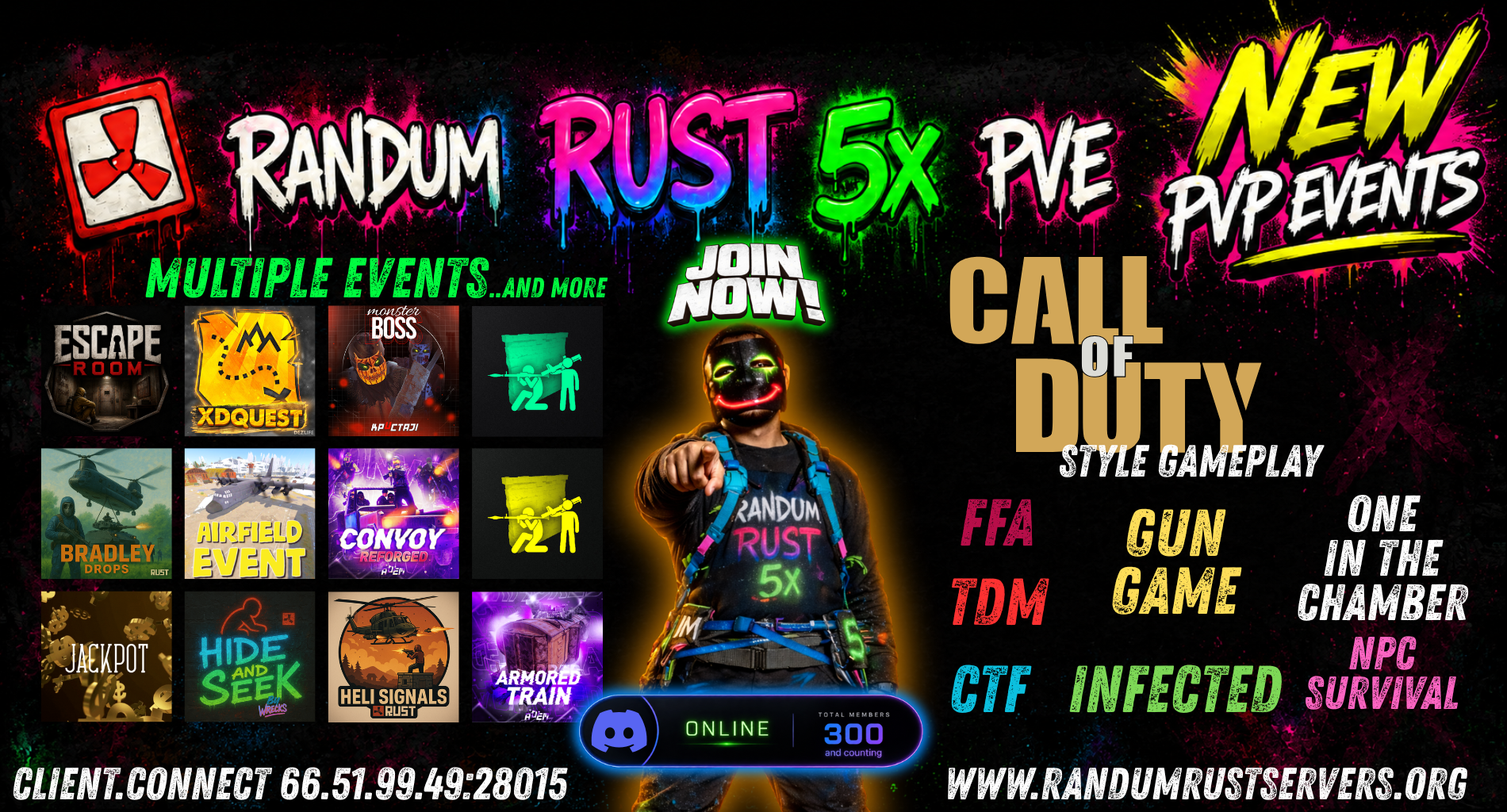Randum Rust 5x PVE |Raids|SkillTree|Events|Kits|Stats image