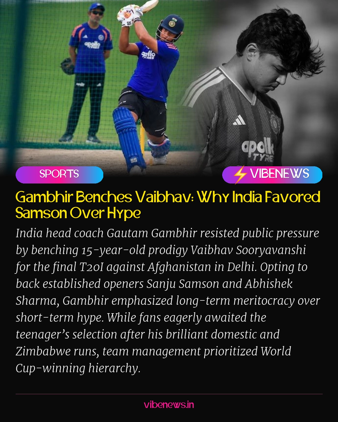 Gambhir Benches Vaibhav: Why India Favored Samson Over Hype
