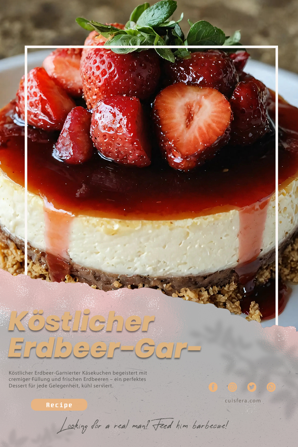 Köstlicher Erdbeer‑Garnierter Käsekuchen