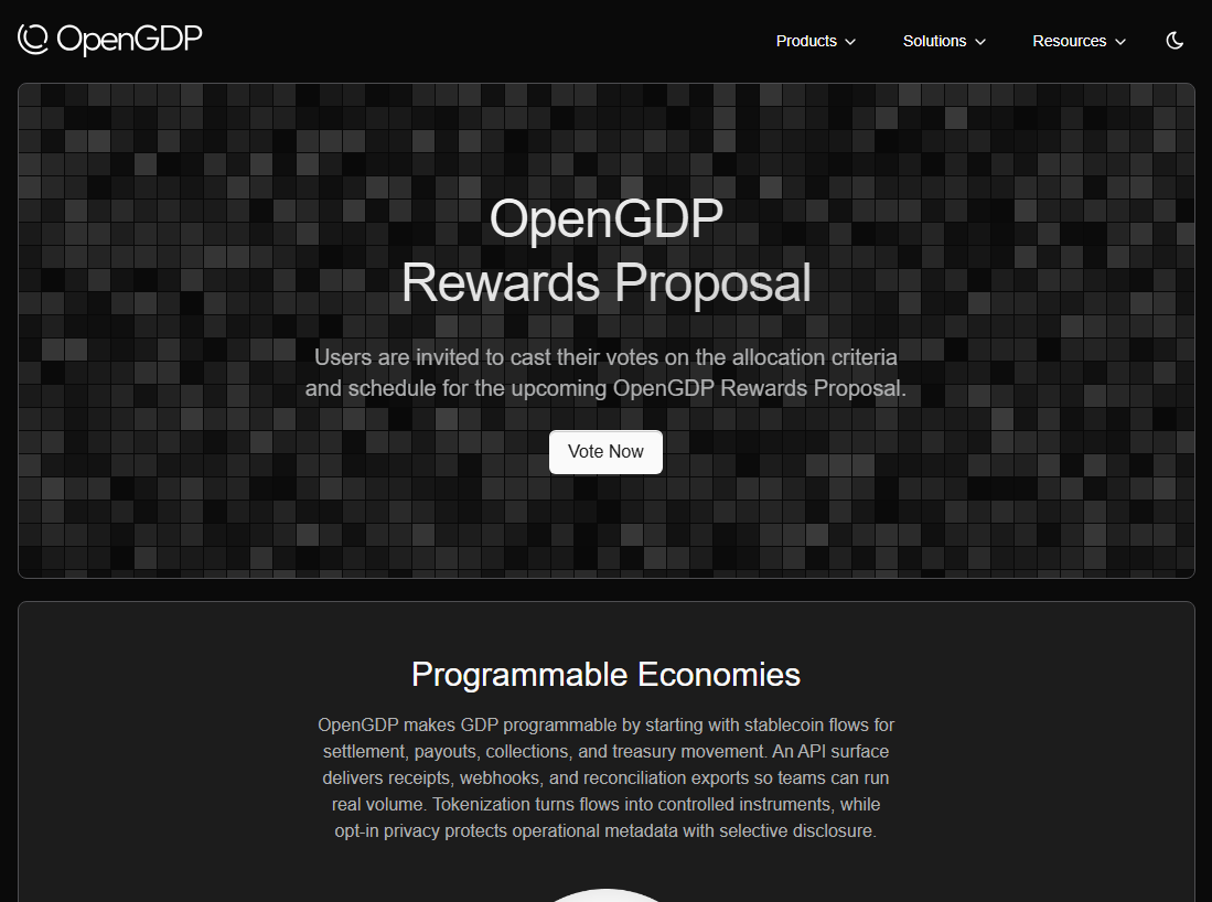 Screenshot of proposal-opengdp.network